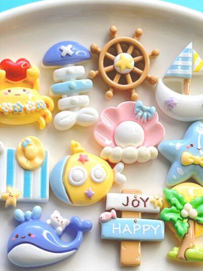 25PCS Ocean & Beach Theme -Mini Resin Seashell Starfish, Decor For