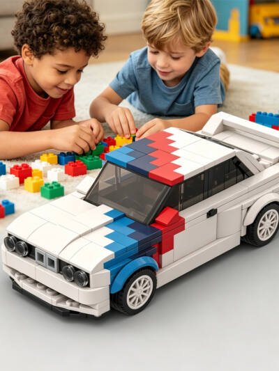 355PCS Race Car Building Blocks, White Sports Car With M Motorsport