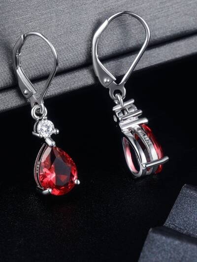Light Luxury Water Drop Copper Zircon Earrings Female Temperament