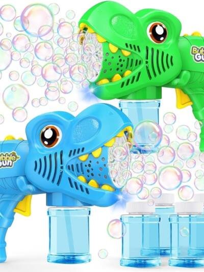 Kids Bubble Gun 2 Pack, Dino Machine For Boy Girl Toys Gift Automatic