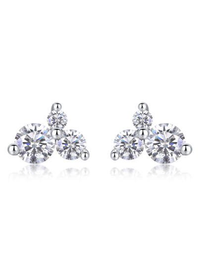 1Wave Diamond Set Moissanite Silver Earrings Luxury Fashion Stud