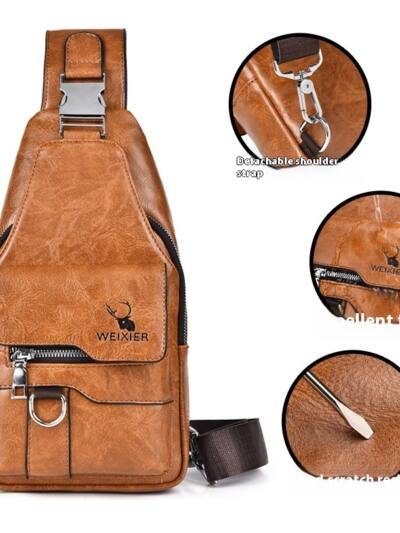 Men's Retro Waterproof Large Capacity Chest Bag