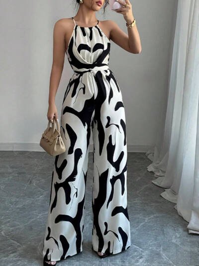 Women's Fashion Zebra Print Suspender Jumpsuit