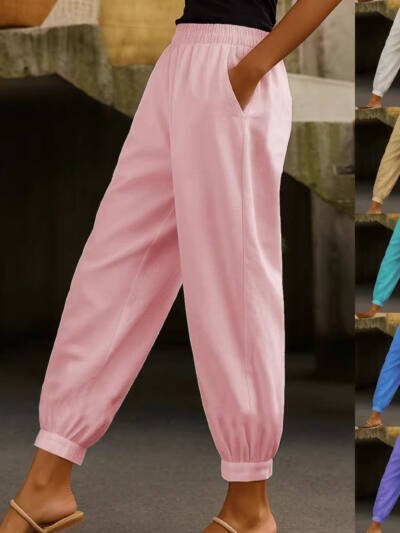 Stylish Casual Everyday Skinny Pants With Side Pockets And Elastic