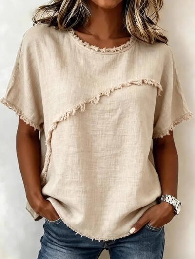 Women's Round-Neck Casual Loose Short-Sleeve Top