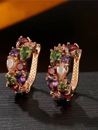 Diamond Crystal Zircon Ear Clip Affordable Luxury Earrings Women