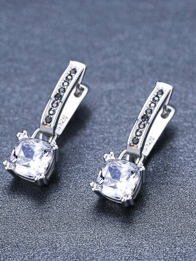 Inlaid Copper-plated Square Zircon Earrings