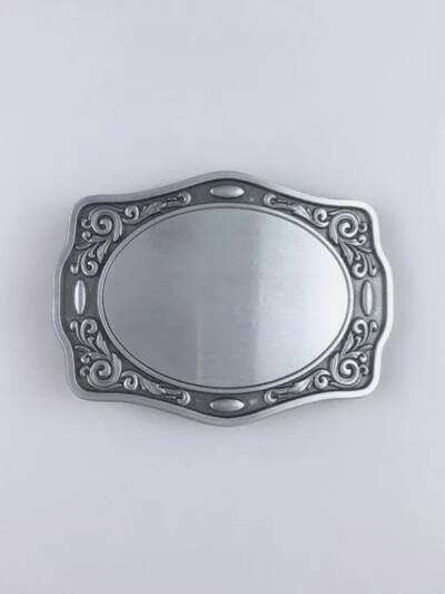 Antique Brushed Silver Western Flowers Trims Blank Belt Buckle