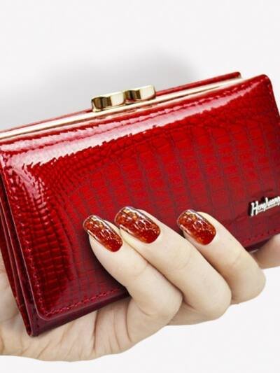 Short Women's Wallet Patent Leather Clip Change