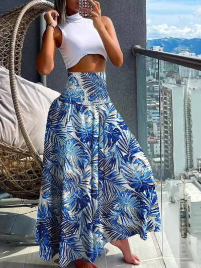 Women's High Waist Print Loose All-match Dress