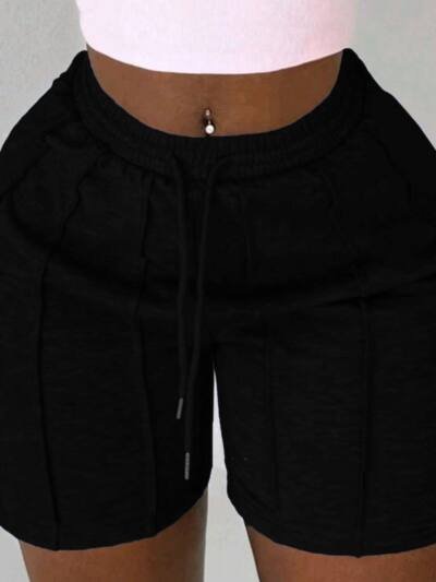 Women's Summer Solid Color Casual Drawstring Shorts